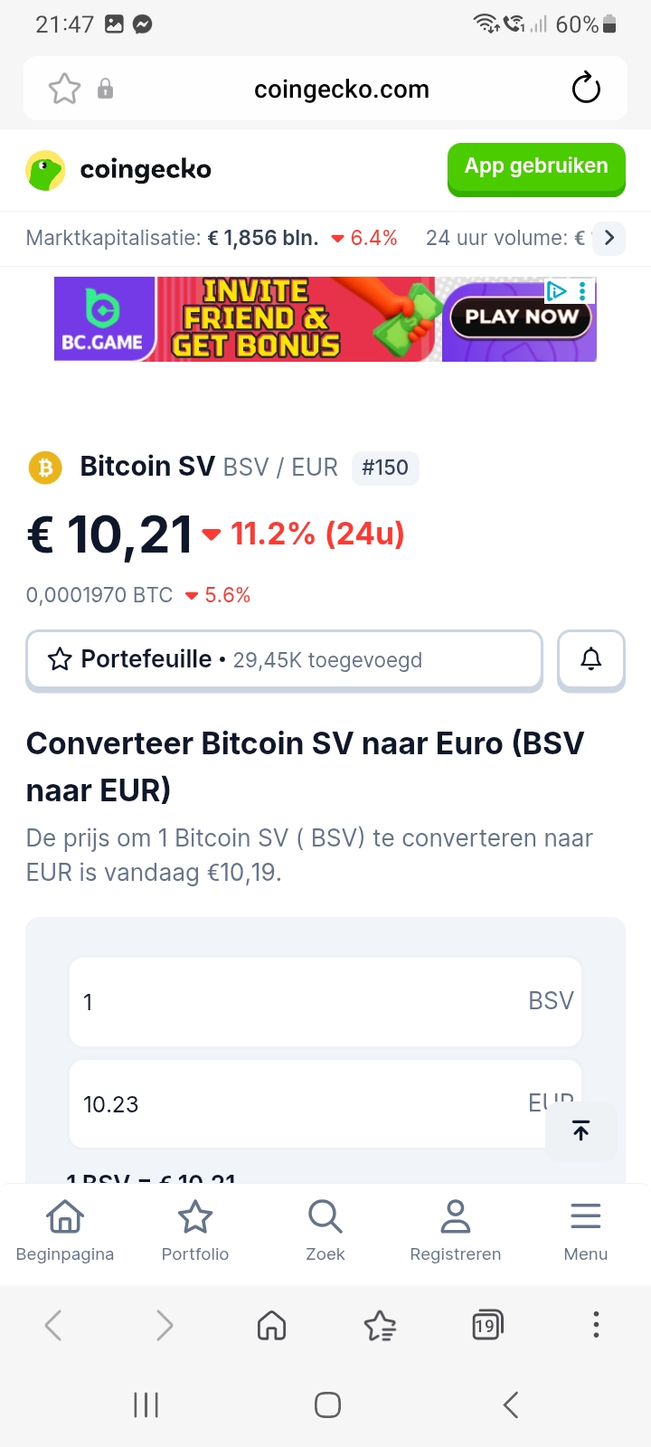 BSV at 10 euro now.
